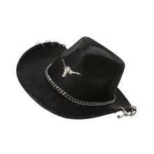 Stylish Unisex Broad Brims Hat PU Fashionable Ethnic-Black