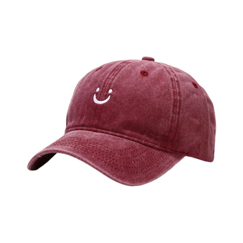 Delicate Smile Baseball Cap Adjustable Cotton-Burgundy