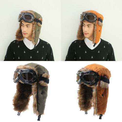 Thermal Earflap Hat Wind Resistant-Brown hat bronze col 2