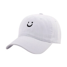 Delicate Smile Baseball Cap Adjustable Cotton Distressed-White