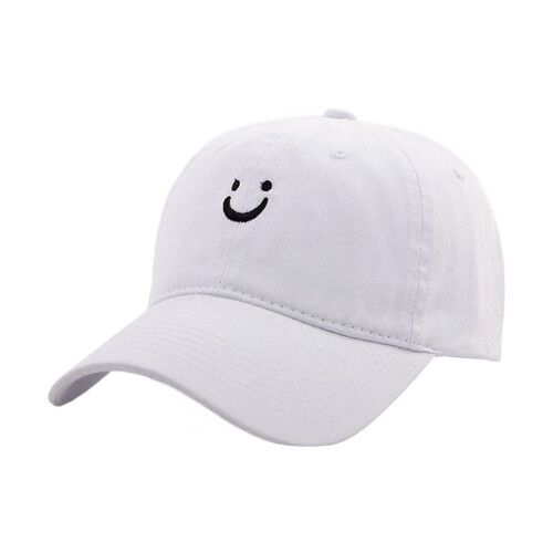 Delicate Smile Baseball Cap Adjustable Cotton Distressed-White