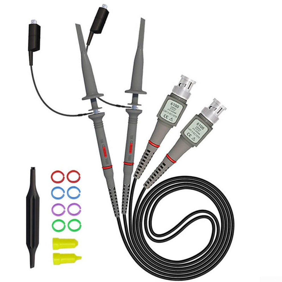 P6100 Oscilloscope Probes: 1X/10X Slide Switch, Compatible With Digital, Virtual, Handheld Oscilloscopes, Dsotc3 Adapter 9119770555434