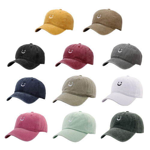 Delicate Smile Baseball Cap Adjustable Cotton Distressed-White 2