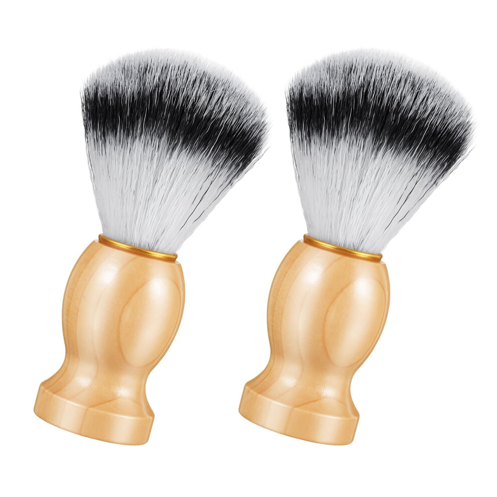 Mens Shaving Brush Set with Ergonomic Wood Handle and Soft Synthetic Bristles for Beard Care