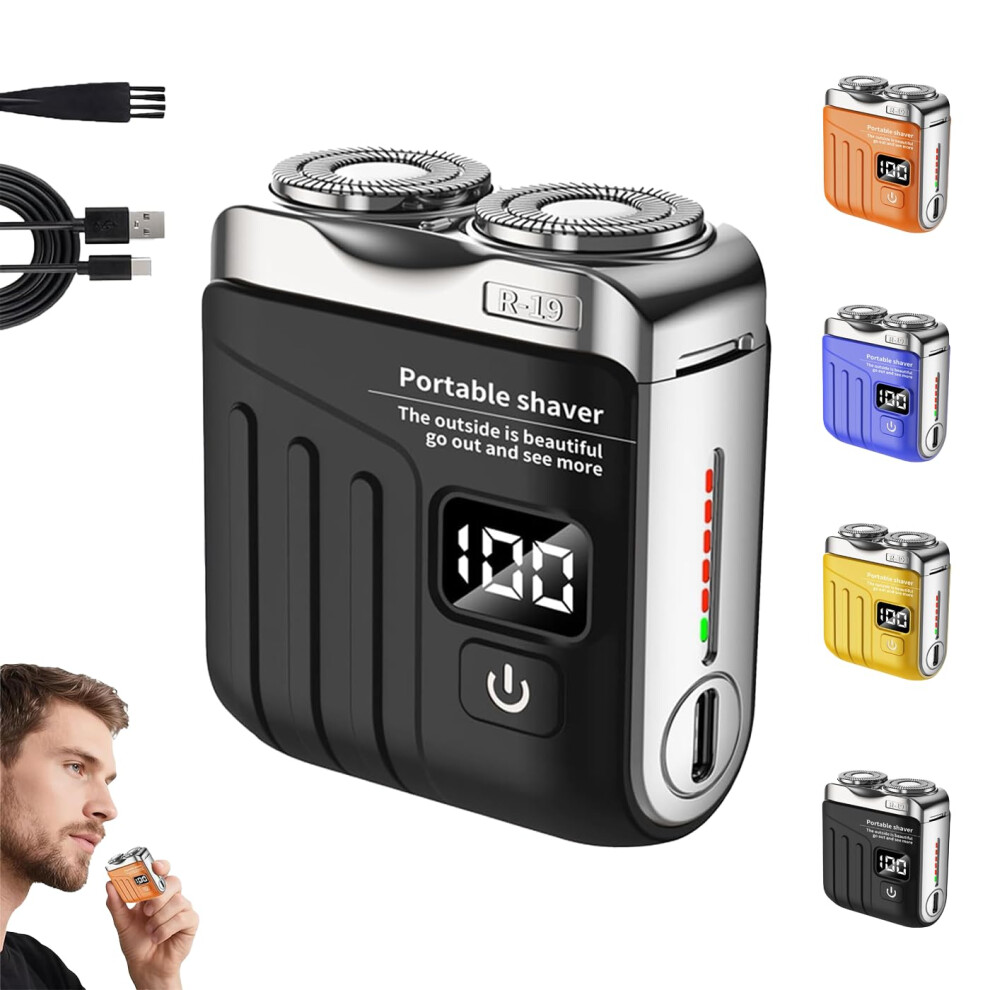 Electric Shaver for Men with Dual Rotary Blades, Waterproof USB Rechargeable Pocket Travel Razor