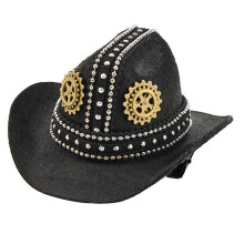 Retros Rivets Trimmed Felted Hat Barrettes For Cosplay-Black