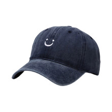 Fashion Smile Cotton Cap Adjustable Fit Men Women-Navy Blue