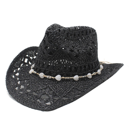 Cool and Comfortable Straw Hat Fashionable Unisex Hat-Black M
