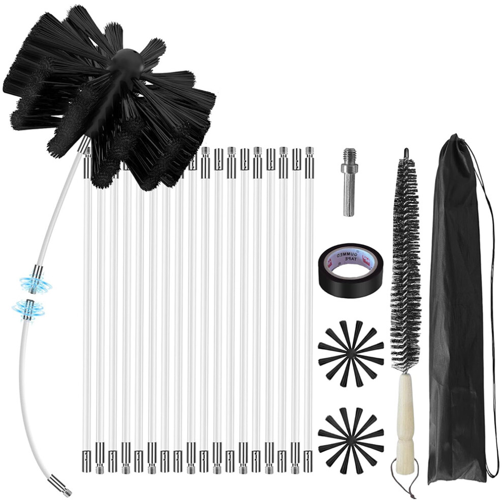 Dryer Vent Cleaner Kit with Lint Cleaning Brushes, Air Duct Cleaning Kit Featuring Flexible Rods for Efficient Debris Removal, Chimney Sweep Tool with