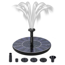 Solar Bird Bath Fountain Pump with Efficient Solar Power, Multiple Spray Patterns, Black, 6.3in