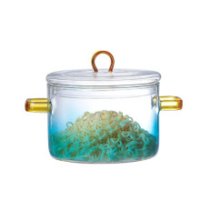 Soup pot, gradient glass pot, cooking pot, kitchen, hightemperature casserole, microwave glass pot oven can be used for pasta, soup, salad, milk.