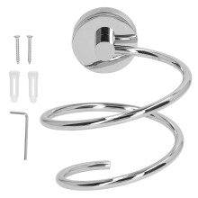 Supporto per asciugacapelli resistente in acciaio inossidabile, montaggio a parete, antiruggine, organizer da bagno con design salvaspazio per un