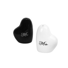Salt- og pepperbøsser, keramiske hjerter, kyss meg xoxo, håndmalte detaljer, porselen, krydre julekrydder, premium polyester, glatt overflate