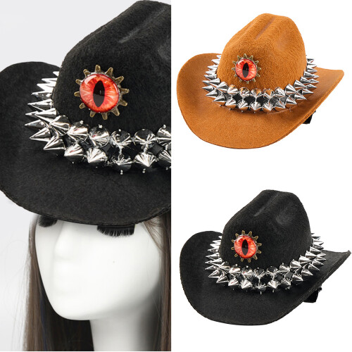 Vintage Gothicism Styles Hat Rivets Embellished Hat-Black 1