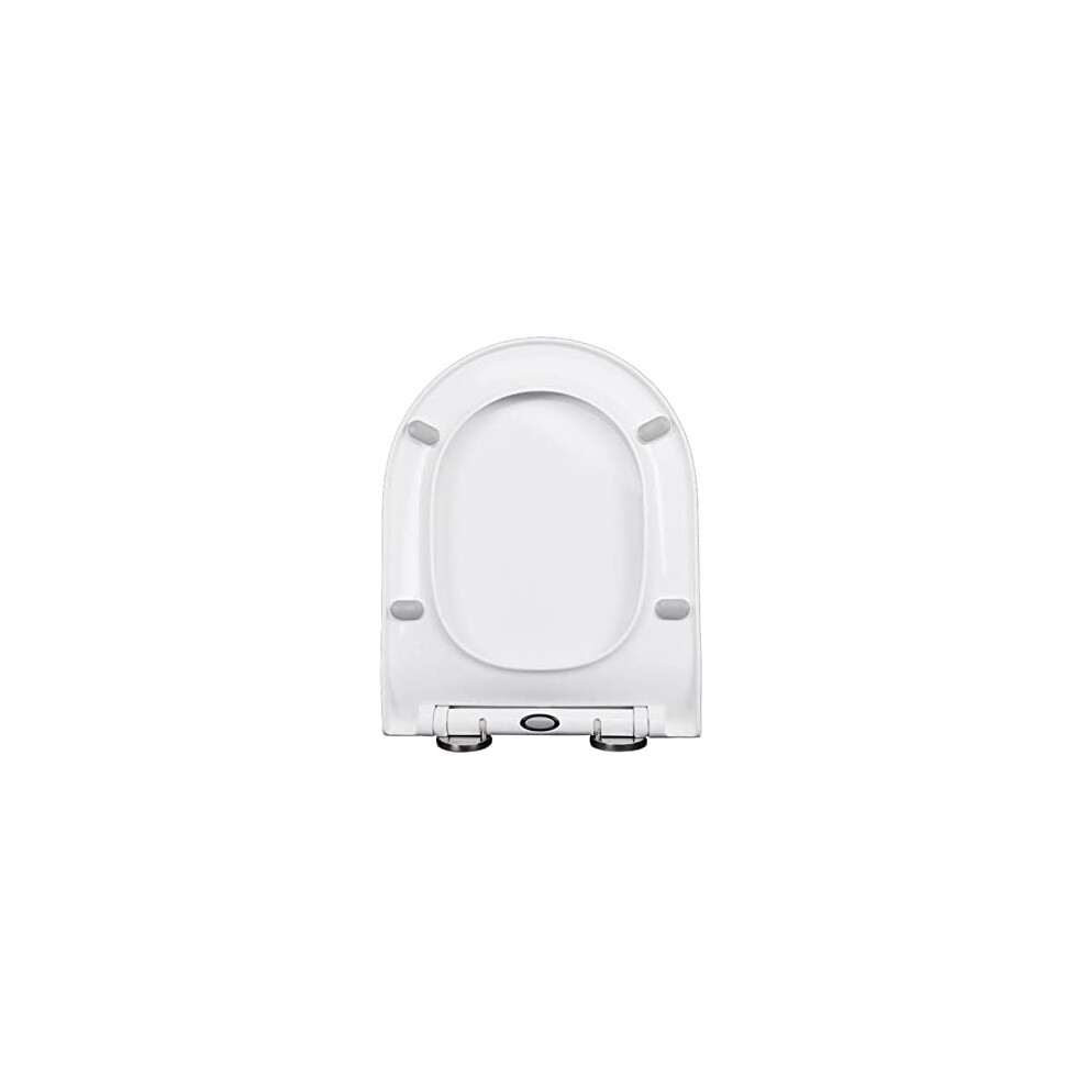 D Shape Toilet Seat With Soft Close And Quick Release Hinges, Fixing White Polypropylene Lid For Family Bathroom 9119770556394