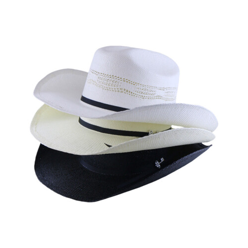 Unisex Adjustable Roll Brims Straw Hat for Women Men-White 2