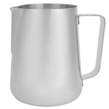 Accessoires pour espresso de qualité barista, pichet à mousser le lait en acier inoxydable avec bec verseur incurvé pour une séparation facile de