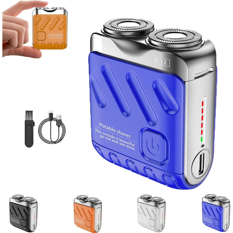 Blue Electric Shaver For Men Dual Blade Precision Usb Rechargeable Ipx7 Waterproof Compact Razor