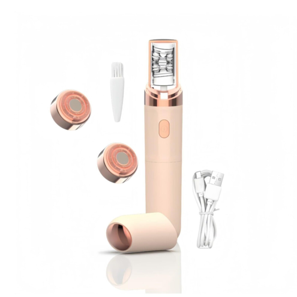 Pink Facial Hair Remover For Women, Painless Waterproof Face Epilator For Upper Lip Chin Eyebrows Cheeks With Replacement Head