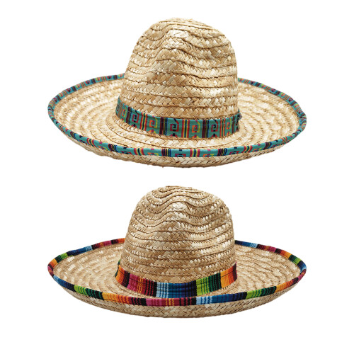 Mexico Festival Straw Hat With Ethnic-M Straw hat colored ed 1