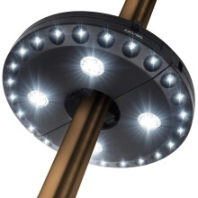 Utendørsoase: Parasolllysfunksjoner3 lysmoduser, 28 energieffektive LED-pærer, brukervennlig klemme, batteridrevet for sømløs utendørs bruk