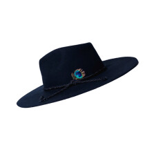 Distressed Woolen Top Hat Classical Gentleman-Dark blue L