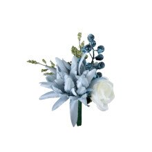 Set di fiori artificiali da polso per corsage, che non appassiscono mai, con nastri regolabili e verde decorativo, ideale per addio al nubilato,