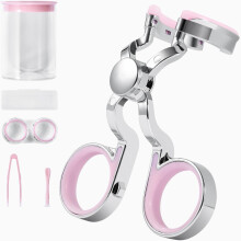 Contact Lens Applicator with Eyelid Support Clips, NailFriendly Tweezers and Storage Box, Pink