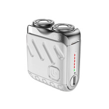 Dual Head Electric Shaver for Men, TypeC Rechargeable Rotary Razor, Sensitive Skin Safe, Silver