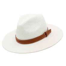 Chapeau Panama de plage fait à la main pour les vacances,-Blanc