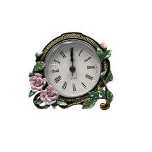 Vintage European Mantel Clock Retro French Style Gold Enamel Table Desk Decor 9.5x7.8in
