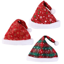 Cappello di Babbo Natale regolabile, cappello natalizio in velluto felpato con motivo a fiocchi di neve, accessorio per feste di Natale, ideale per