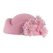 Chapeau d'hôtesse de l'air élégant en laine, chapeau-Rose