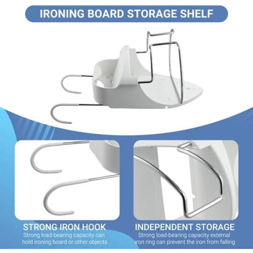 Ironing Board Hanger Wall Mount, Ironing Board Holder with Hook Board 2