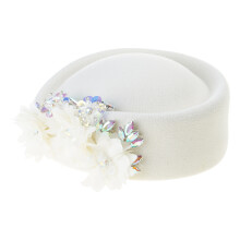 Chapeau d'hôtesse de fleur, chapeau d'église, chapeau bibi-Blanc