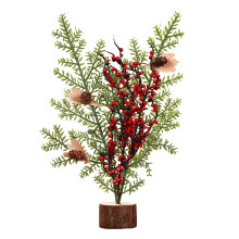 Mini Artificial Christmas Tree High Quality Materials All Purpose Xmas Decor Table Top Christmas Tree With Red Berries Pine Cones Natural Lifelike App