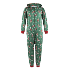 Fleece-pysjamas med glidelås for kvinner og menn, hettegenser med søte trykk, lange ermer og senket baksete, mykt og komfortabelt stoff for
