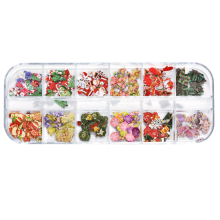 Pegatinas para uñas fáciles de usar, copos de uñas navideños con calcomanías en relieve 5D con temas de copos de nieve y Papá Noel, adhesivo