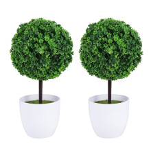 Artificial Topiary Ball Set of 2 with Elegant Ball Shape, Maintenance Fake Potted Plant for Home and Office Decor