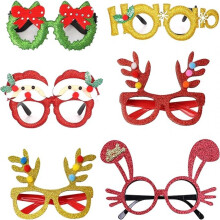 Feestelijke kerstbril met kerstmutsen en sneeuwpoppen, fotohokje-accessoire, verstelbaar, feestdecoratie, vakantiebril, one size fits all,