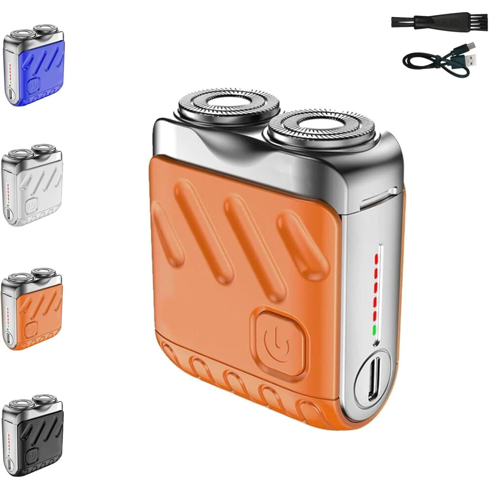 Electric Shaver for Men Waterproof USB Rechargeable DualRing Blades Fast Charging Mini Travel Razor Orange