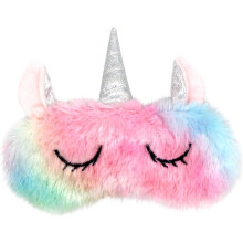 Bequeme Schlafmasken für Damen, Set mit verschiedenen Einhornmotiven, niedlichem Tierdesign, weichem Plüschmaterial, verstellbarem Gummiband,