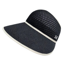 Chapeau de soleil en paille multi-usage pour femmes,-Noir