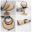 Chapeau de soleil en paille multi-usage pour femmes,-Noir 6