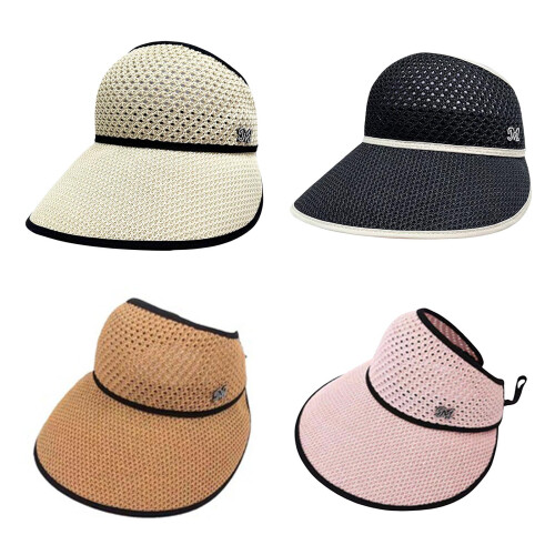 Chapeau de soleil en paille multi-usage pour femmes,-Noir 1