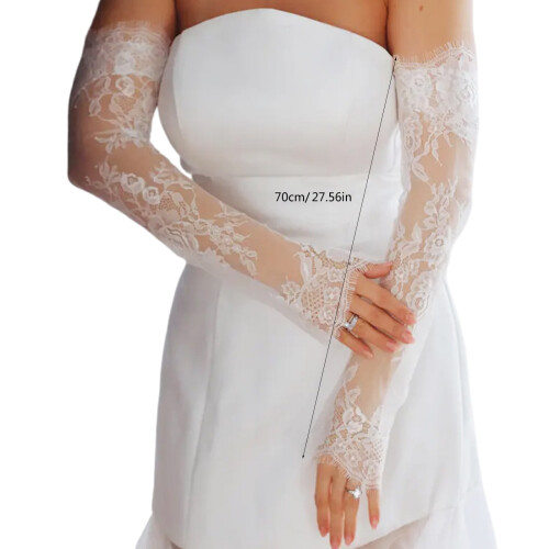 Manches de bras de mariée, couvre-bras longs et-Blanc 2