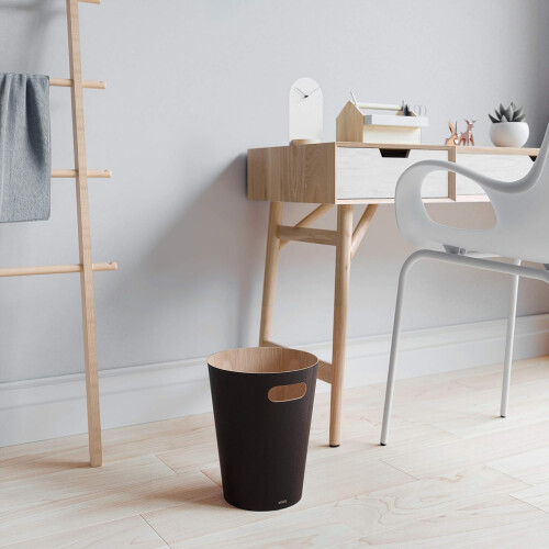 Lixeira elegante, fácil de transportar, estilo rústico sofisticado para quartos e espaços comerciais. 2
