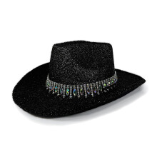 Chapeaux de cowboy accrocheurs, chapeau Panama brillant à-Noir