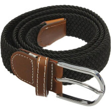 Ceinture - Unisexe - Noire - Cuir tressé - Élastique - Longueur 105 cm (extensible jusqu'à 125 cm)