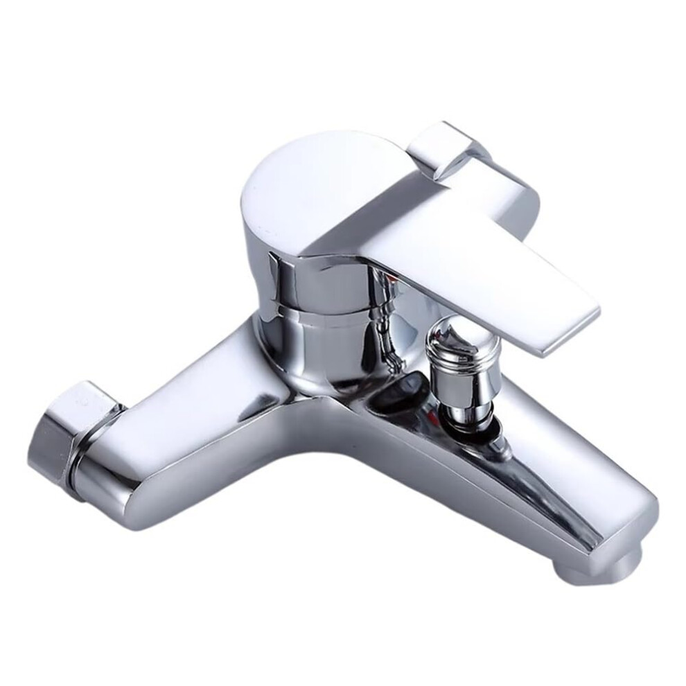 Wall Mounted Chrome Basin Faucet With Double Spout Mixer For Bathroom Sink Shower Bathtub, 3Piece Set 9323874713700